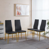 chair set of 4,GOLDEN COLOR LEG,BLACK SEAT W234P302679