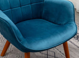 Leiria Contemporary Silky Velvet Tufted Accent Chair with Ottoman, Blue T2574P164272