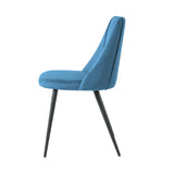Modern blue velvet dining chair, fabric upholstery chair, black metal chair feet for home living W210P225908