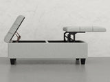 Redmont 36 inch Wide Transitional Coffee Table Storage Ottoman in Light Stone Grey Linen Look Fabric B2732P605434
