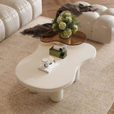 Cream White Modern Nesting Coffees Set of 2, 2 in 1 Irregular Coffee with Glass Top End W3081P254996