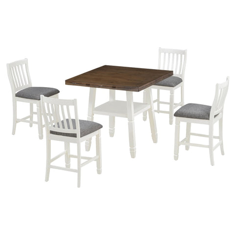 ZUN 5-Piece Counter Height Dining Table Set in 2 Table Sizes with 4 Folding Leaves and 4 Upholstered 30748445