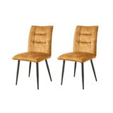 Modern Velvet Dining Chairs 2-Piece Set-Soft Cushioned Seats with Iron Frames in Mustard Yellow N842P284569Y