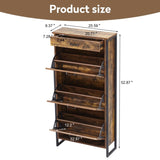 ZUN Shoe Cabinet with 3 Flip Drawers, Slim Freestanding Hidden Organizer with Drawer, metal handle W2948P245242