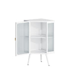 ZUN 22.25 " Floor Coner Cabinet with Tempered Glass Door & Storage Shelves for Bathroom, Living Room, W757130159