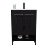 Bathroom Vanity with Sink, 2 Doors, 2 Shelves, Black Wengue B097P350322