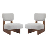 Modern Lounge Chair with Polyester Upholstery, Sturdy Wood Base With Walnut Finish, N767P241702L