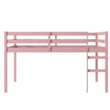 Solid Wooden, Rubber Wooden Twin Loft Bed with Ladder, Bed Platform of Strengthened Slats, Pink W504P190960