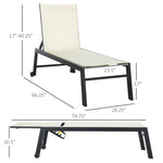 ZUN Outdoor Chaise Lounge with Wheels, Five Position Recliner for Sunbathing, Suntanning, Steel Frame, W2225142472