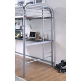 Contemporary Style Full Metal Construction Silver Finish Twin Loft Bed Attached Ladder Under Bed B2741P351289