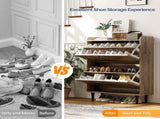 2-Drawer Top-Mounted Barn Door Shoe Cabinet Melamine Board Embossed MDF Shoe Cabinet 60682499