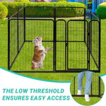 ZUN Dog Playpen Pet Dog Fence, 32" Height 8 Panels Metal Dog Pen, Outdoor Exercise Pen with Door for RV, 30119568