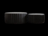 Black Scalloped Round Coffee Table Set Nesting Design, Elegant Curved-Edge Shape for Cozy Living W3081P389077