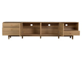 Boho TV Stand for 65, 75, 85 Inch TV, Entertainment Center with Open Storage and Drawers, Modern N710P339452P