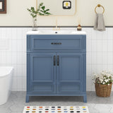 30'' Bathroom Vanity with Ceramic Sink,Solid Wood Frame Bathroom Storage Cabinet with Soft Closing N710P252113C