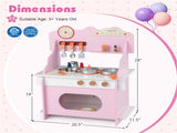 Pink Wooden Toddler Play Kitchen with Sink & Accessories, Safe Gift for Kids 3 00113003