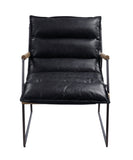 Distress Espresso and Matt Iron Accent Chair with Sled Base B062P209157