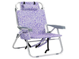 1 PCS Aluminum Beach Chair, 15 Inch Seat Height Purple Tribal Pattern, 5-Position Adjustable 19923642