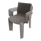 Summer - 4pcs Modern Stackable Plastic Armchair for Indoor/Outdoor Use Ergonomic Slatted Back W3450P323327