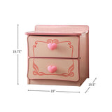 Wooden 2 Drawers Nightstand in Pink Finish B016P252817