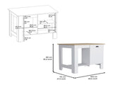 Kitchen Island 35" H, One Storage Cabinet with Door, Two Internal Shelves, One Open storage Shelf, B097132932
