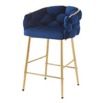 ZUN 28'' Modern Counter Stools Set of 2,Dark blue Counter Stools with iron Frame,Soft back and N780P199861B