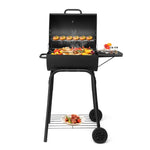 ZUN Charcoal Grills Outdoor BBQ Grill, Barrel Charcoal Grill with Side Table and Wheels, for Outdoor 49876379