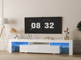 High gloss TV Stand with LED Lights for TVs up to 65'', Modern TV Console with Storage Cabinets for W1321126651