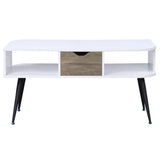 White and Black Coffee Table with 1 Drawer B062P181418
