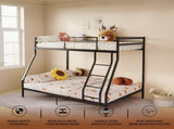 Twin Over Full Bunk Bed, Heavy Duty Metal Bunk Bed Frame with Anti-Slip Ladder & Safety Guardrails, W5635P525844