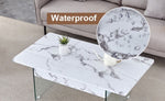 ZUN Multifunctional Lift Top Coffee Table -White Marble Pattern, Essential for Modern Homes.Tempered W2920P226076