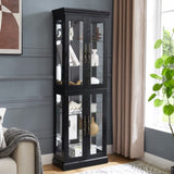 Elegant Lighted Glass Curio Display Cabinet Wooden Frame Storage for Living Room, Kitchen & Pantry W1758P297547