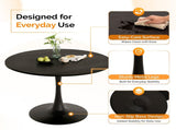 Round Tulip Dining Table, 39.4 Inch Dining Table for 4 People, Melamine Laminated MDF Tabletop with 80710227