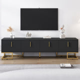 ON-TREND Modern TV Stand Metal Legs and Gold Handles for TVs Up to 80'', Media Console Table WF325614AAB