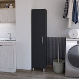 Lawen Tall Storage Cabinet, Single Door, 3 Broom Hangers B128P203050
