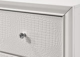 1pc Modern Glam Style White Finish Glam Seven Drawer Dresser Embossed Crocodile Pattern Wooden B011P217894