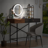 ZUN GO 40" Makeup Vanity Desk with 3-Mode Lighted Mirror & Wireless Charging Station , Vanity Table with N704P179781B