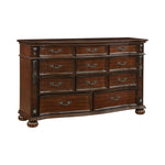 ZUN Classic Traditional 1pc Dresser of 11 Drawers Cherry Finish Formal Bedroom Furniture Carving Wood B011P168487