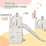 ZUN Toddler Slide and Swing Set 5 in 1, Kids Playground Climber Slide Playset with Basketball Hoop PP297714AAE
