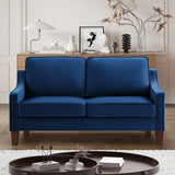 Modern Loveseat sofa for Living Room, Upholstered Velvet Small Couch with Wooden Legs for Livingroom W2186P143468