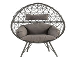Aeven Light Gray Fabric & Black Wicker Patio Lounge Chair B2726P401989