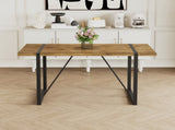 Rustic Industrial Rectangular Wood Dining Table For 4-6 Person, With 1.5" Thick Engineered Wood W2827P427974