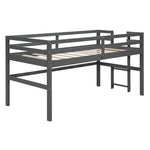 ZUN Wood Twin Size Loft Bed with Side Ladder, Antique Grey WF312787AAE