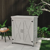 ZUN Potting Bench with Storage Cabinet and Metal Table Top for Outdoor Patio,Outdoor Work Station Table W1390P189986