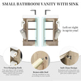 16 inch Bathroom Vanity Sink Combo for Small Bathroom - Natural Ash W3520P327621