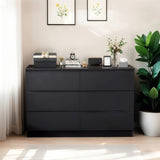 6 Drawer Black Dresser, Modern Bedroom Dresser with Spacious Countertop, Wood Storage Cabinet with W3204P318439