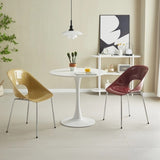 ZUN White Round Table, Modern Dining Table, MDF Top and Steel Base Tulip Round Kitchen Table, Mid W2641P192316