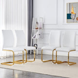 ZUN Luxury Simple Arch Chair - Set of 4 White PU Material High Resilience Dining Chair with Arched Metal W1151P154873