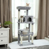 ZUN Luxury Cat Tree Cat Tower with Sisal Scratching Post, Cozy Condo, Top Perch, Hammock and Dangling 75627847