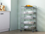 Honeycomb Mesh Style Five Layers Removable Storage Cart Silver 78183712